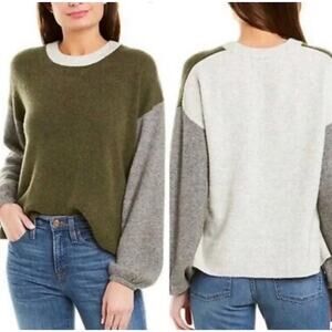 Madewell Green & Gray Colorblock Payton Sweater L, Wool-Alpaca Blend